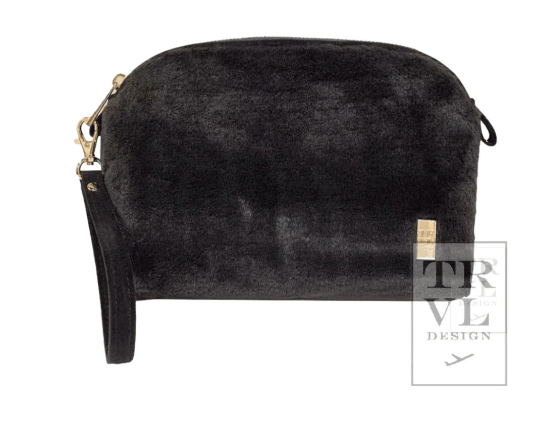 Luxe Dome Faux Fur Clutch: Slate