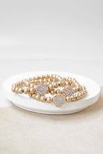 Load image into Gallery viewer, Crystal + Gold Clover Bracelet Stack