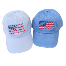 Load image into Gallery viewer, Adult Scalloped Bow American Flag Baseball Hat