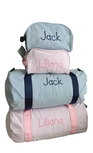 Seersucker Duffel + Toiletry Set: 6 COLORS