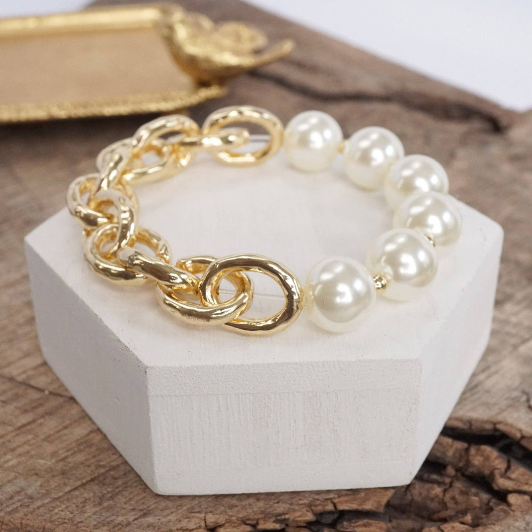 Chunky Chain + Pearls Bracelet