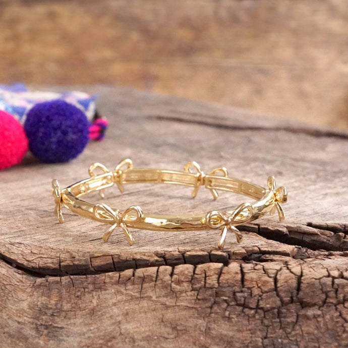 Gold Bow Bangle Bracelet