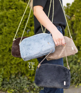 Luxe Dome Faux Fur Clutch: Slate