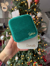 Load image into Gallery viewer, Personalized Velvet Travel Jewelry Box with Mirror