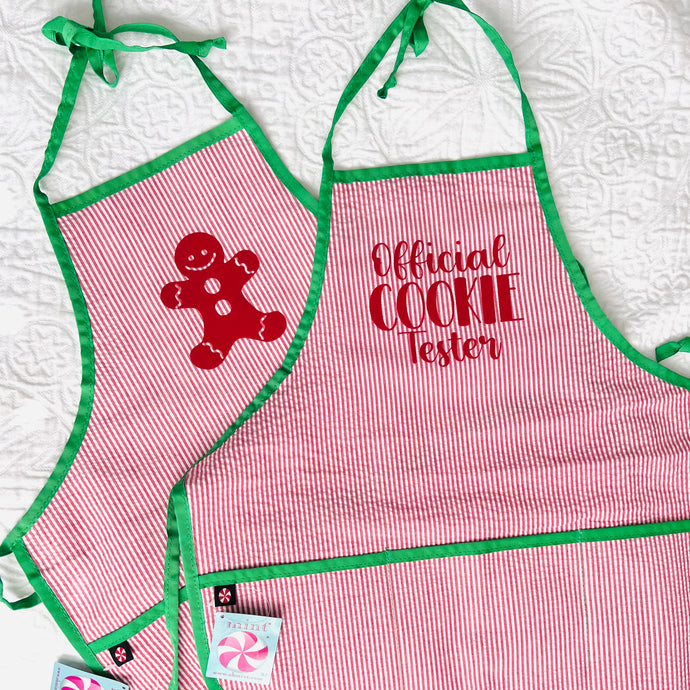 Red and Green Seersucker Cookie Apron