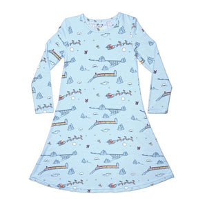 Polar Express Bamboo Girls Long Sleeve Lounge Dress