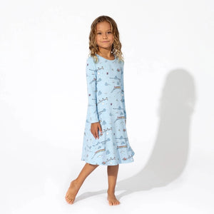 Polar Express Bamboo Girls Long Sleeve Lounge Dress