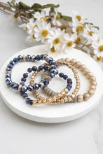 Load image into Gallery viewer, Blue + Gold Bracelet Stack