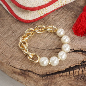 Chunky Chain + Pearls Bracelet