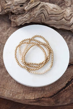 Load image into Gallery viewer, Bracelet Stack Small Gold + Beige Beads