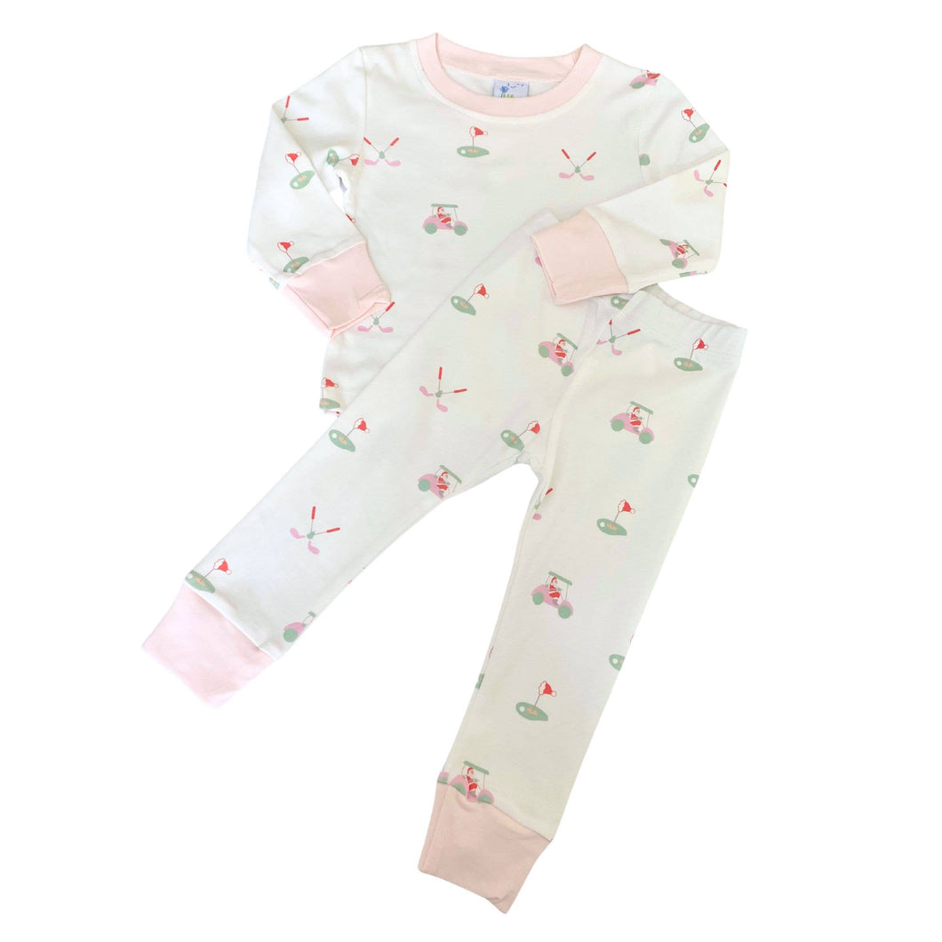 Pink Santa Golf Organic Cotton Christmas Pajama Set