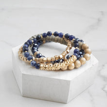 Load image into Gallery viewer, Blue + Gold Bracelet Stack