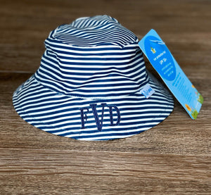 Monogrammed Pink Stripe Bucket Sunhat