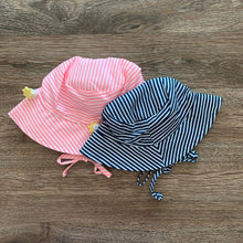 Load image into Gallery viewer, Monogrammed Pink Stripe Bucket Sunhat