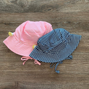 Monogrammed Pink Stripe Bucket Sunhat