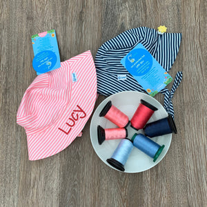 Monogrammed Pink Stripe Bucket Sunhat