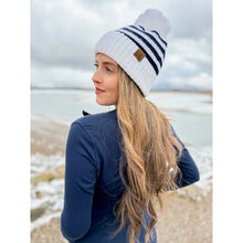 Load image into Gallery viewer, Adult Knit Pom Striped CC Beanie