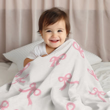 Load image into Gallery viewer, Pink Bows Luxury Soft Baby Blanket