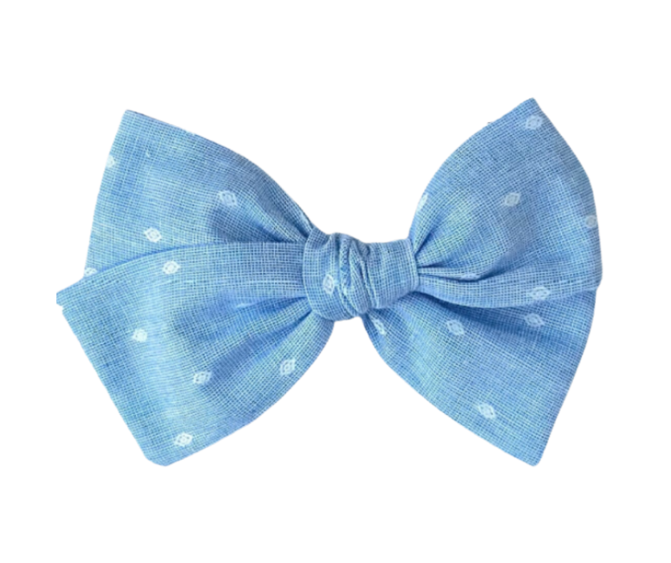 Light Blue Swiss Dot Bow