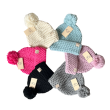 Load image into Gallery viewer, Kids Bee Stitch Pom CC Beanie