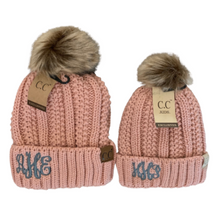 Load image into Gallery viewer, Mommy and Me Fuzzy Lined Fur Pom CC Beanie Set