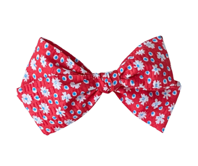 Red Summer Floral Bow