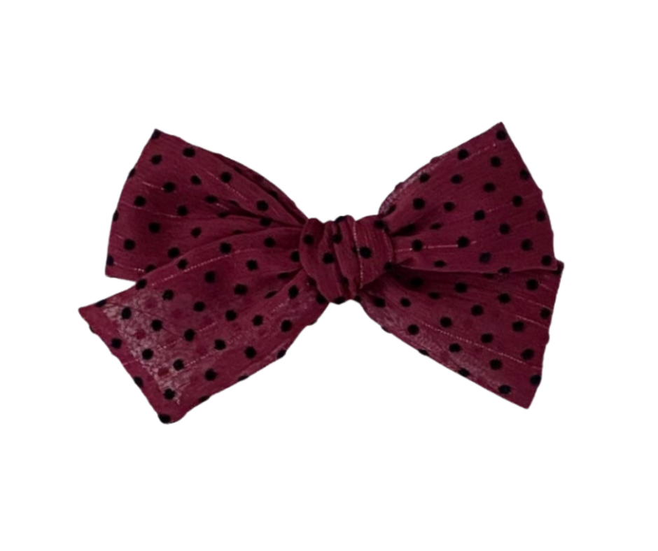 Burgundy Swiss Dot Chiffon Bow