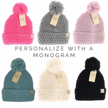 Load image into Gallery viewer, Mommy and Me Matching Bee Knit Stitch Pom CC Beanie Hats