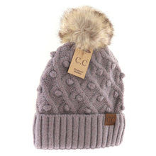 Load image into Gallery viewer, Adult Bobble Knit Fur Pom C.C Beanie