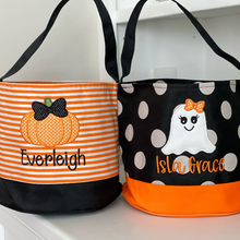 Load image into Gallery viewer, Polka Dot Custom Halloween Trick or Treat Candy Bag