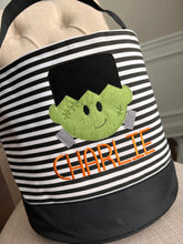 Load image into Gallery viewer, Black Stripe Custom Halloween Trick or Treat Candy Bag