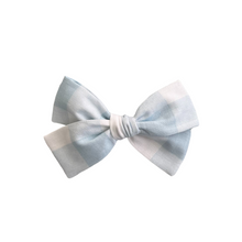 Load image into Gallery viewer, Pale Blue Large Check Gingham Bow