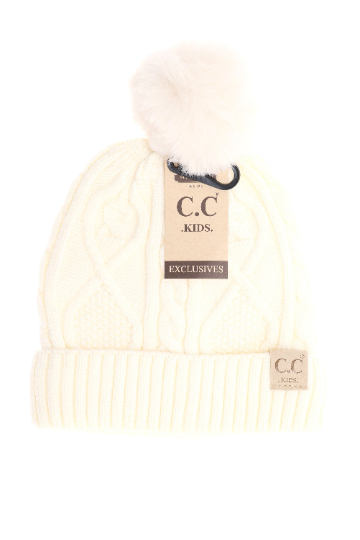 Toddler Velour Lined Single Fur Pom CC Beanie