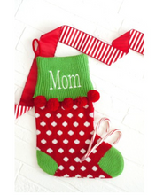 Load image into Gallery viewer, Personalized Merry and Bright Pom Pom Stockings