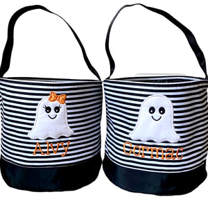 Black Stripe Custom Halloween Trick or Treat Candy Bag