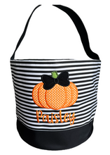 Load image into Gallery viewer, Black Stripe Custom Halloween Trick or Treat Candy Bag