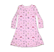 Load image into Gallery viewer, French Poodle Bamboo Girls Long Sleeve Lounge Dress