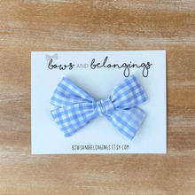 Load image into Gallery viewer, Baby Blue Checked Bow