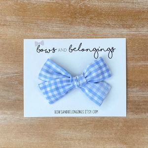 Baby Blue Checked Bow