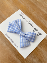 Load image into Gallery viewer, Baby Blue Checked Bow