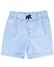 Load image into Gallery viewer, Cornflower Blue Gingham Swim Trunks