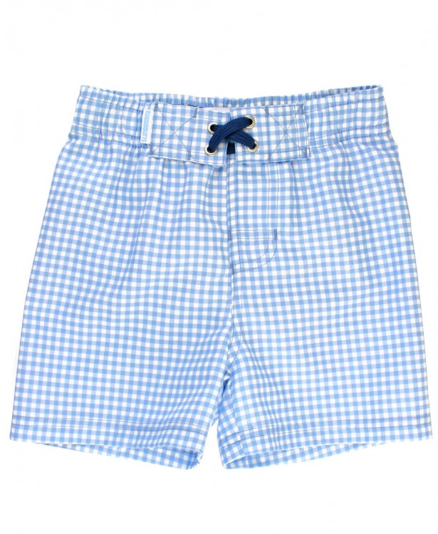 Cornflower Blue Gingham Swim Trunks