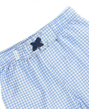 Load image into Gallery viewer, Cornflower Blue Gingham Swim Trunks