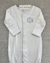 Load image into Gallery viewer, Monogrammed Baby Picot Trim Gown with Fold-Over Cuffs