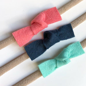 Top Knot Felt Bow Newborn Headband Set, Choose your colors