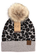 Load image into Gallery viewer, Adult Luxury Animal Print Fur Pom CC Beanie