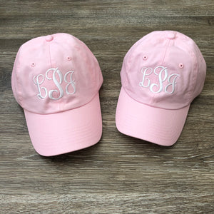 Mommy and Me Monogrammed Baseball Hat Set