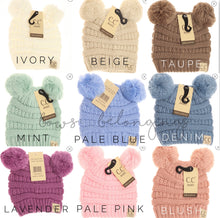 Load image into Gallery viewer, Baby Double Pom CC Beanie