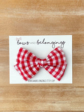 Load image into Gallery viewer, Red Checked Gingham Bow