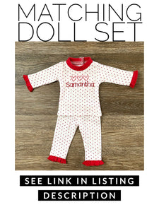 Personalized Red Bitty Dot Valentine's Day Ruffled Two Piece Pajamas